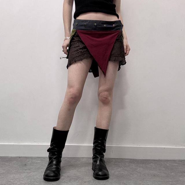 Lace wrap cargo popper mini skirt