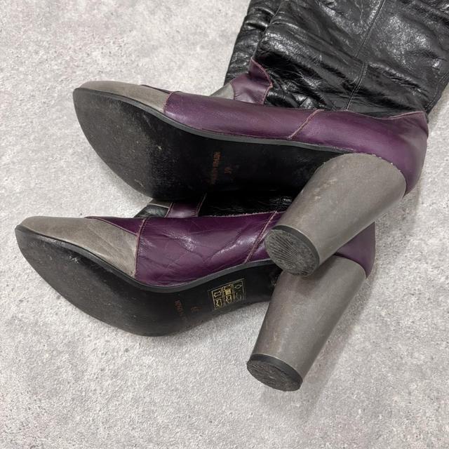 Grunge leather ruched heel boots