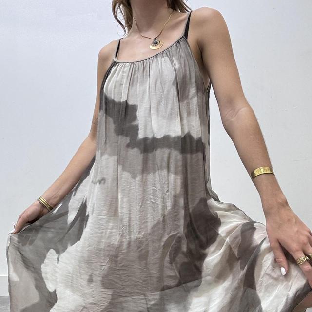 Silk floral watercolour mini dress