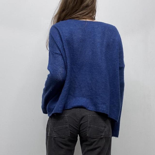 Slouchy sheer mohair wide neck jumper