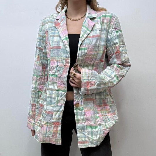Checked patchwork blazer jacket
