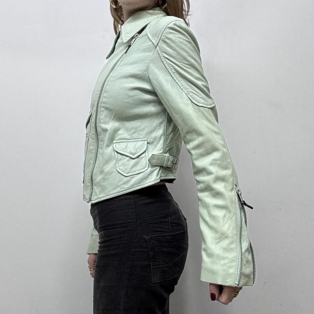 Mint leather biker jacket