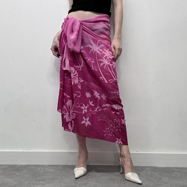 Vintage tropical patterned wrap sarong skirt