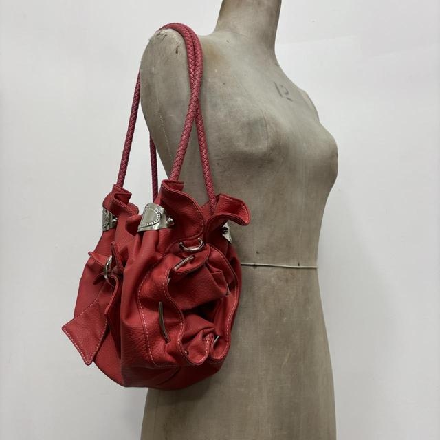 Red leather bow bag