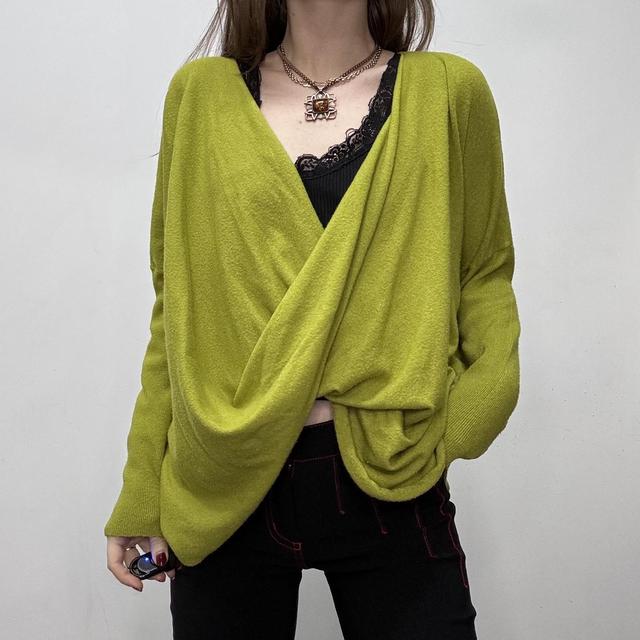 Green slouchy oversized drape jumper