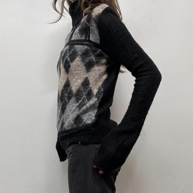 Argyle wool lace mohair jumper