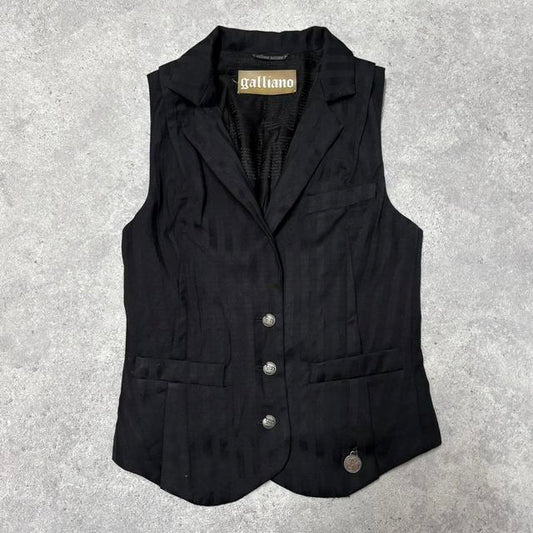 Pinstripe Galliano newspaper waistcoat