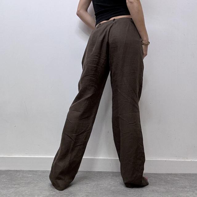 Oversized brown linen trousers
