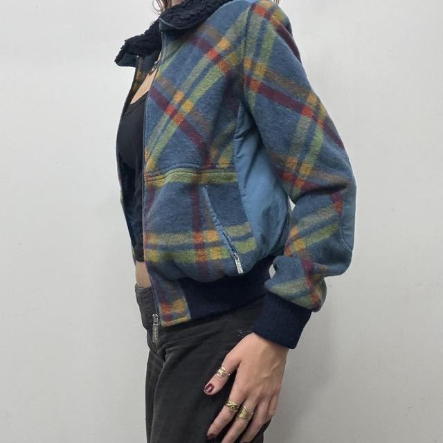 Tartan checked bomber jacket