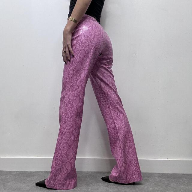 Y2k hot pink snake skin Morgan flared trousers