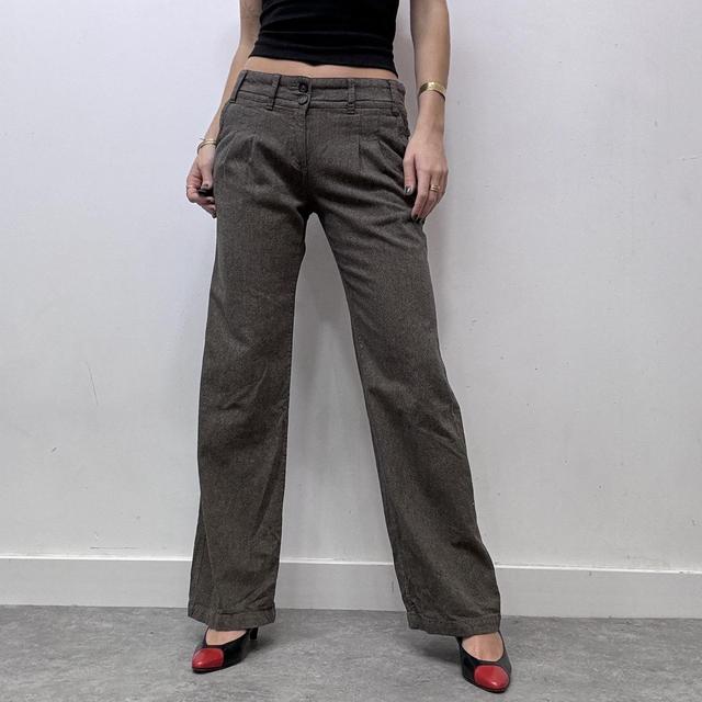 Grey pleated front suit trousers