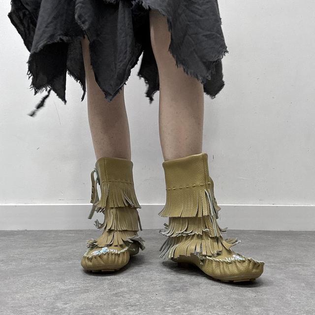 Tassel boho leather boots