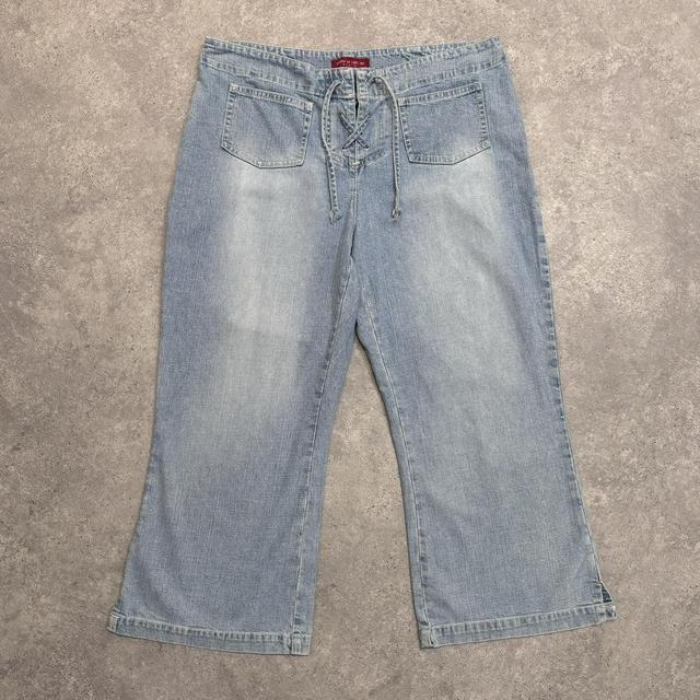 Distressed corset capri jeans shorts