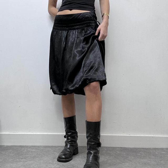 Black satin puff balloon skirt