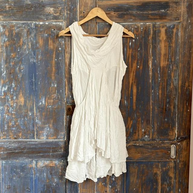 White drape layered dress