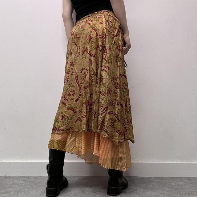 Layered paisley boho silk skirt
