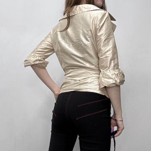 Silk satin structured wrap shirt
