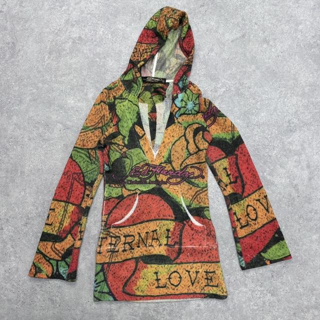 Graphic patterned slouchy flared hoodie