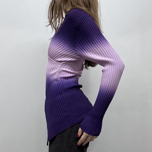Ribbed knit asmmetric cross over jumper