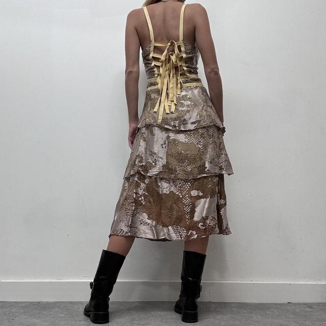 Brown silk layered bow back fairy dress