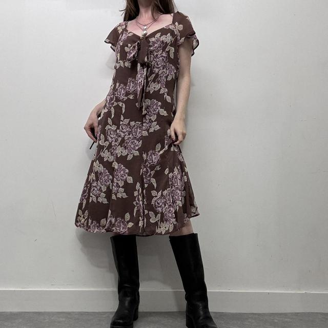 Boho brown floral summer dress