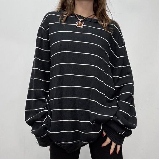 Black chunky knit pinstripe jumper