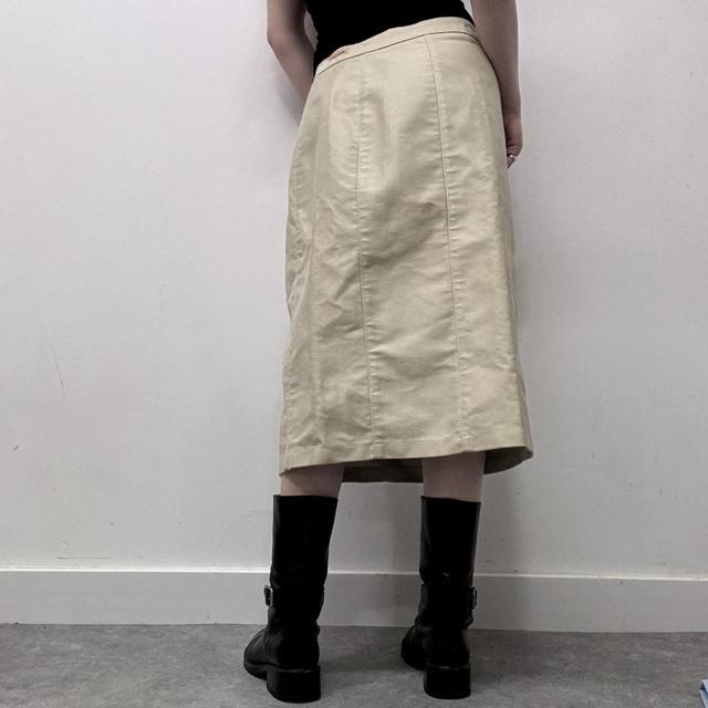 Cream canvas midi skirt