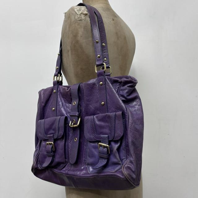 Purple leather city bag