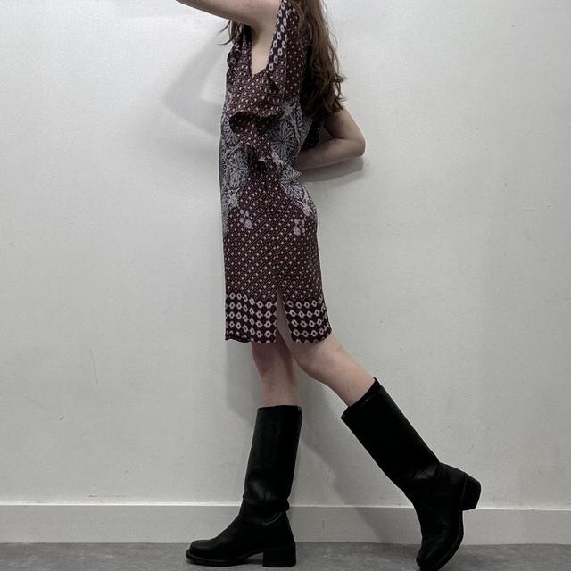 Brown silk patterned beach dress