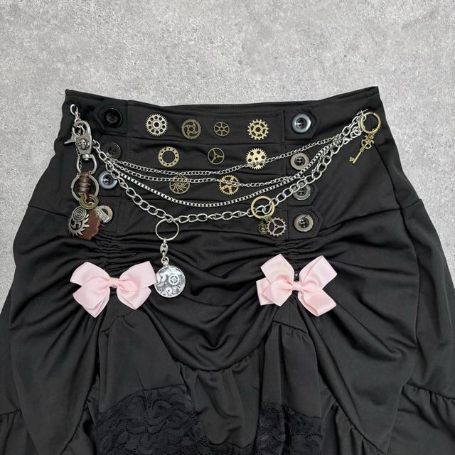 Black lace chain belt gothic skirt