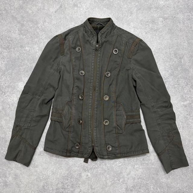 Green metal button stud jacket