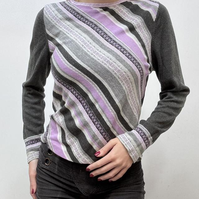 Stripe wool knitted jumper