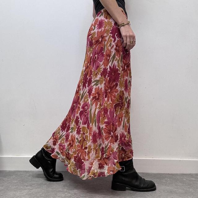 Sheer layered floral ruffle fairy maxi skirt