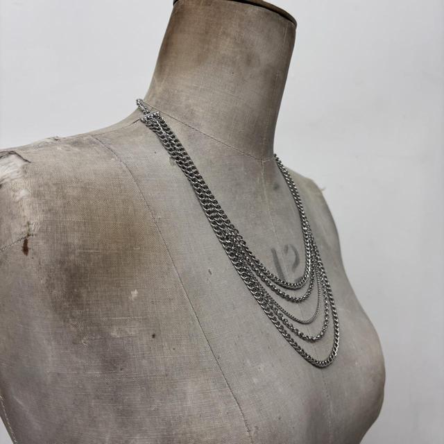 Layered silver chain necklace