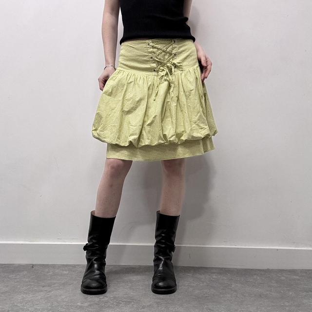 Puff gingham corset mini skirt