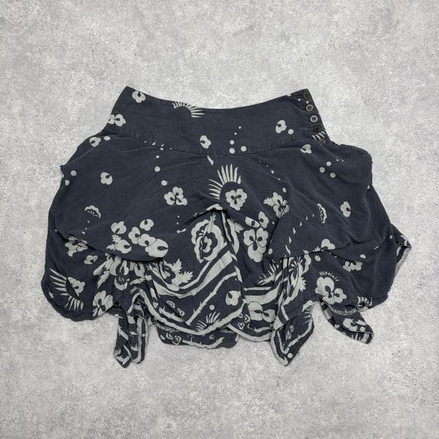 Puff ruched printed mini skirt
