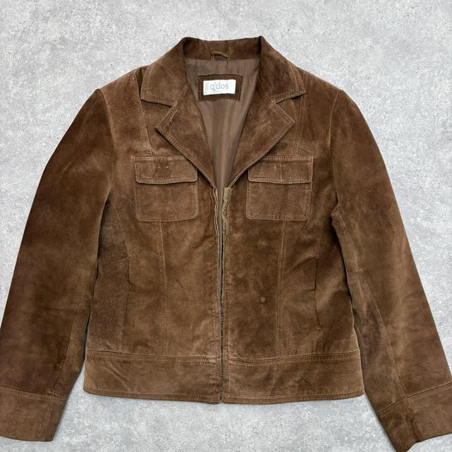 Brown suede blazer jacket corset hook and eye front