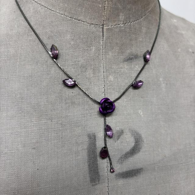 Purple gemstone flower fairy necklace