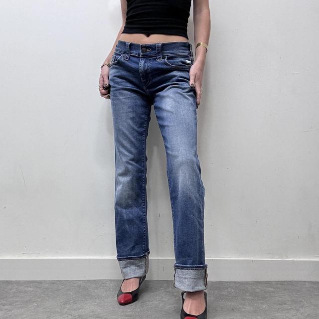 Distressed straight leg jeans