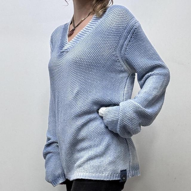 Distressed wash texture knit jumper