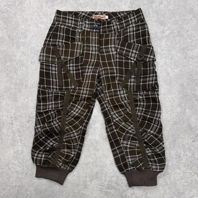Tartan puff cinched capri trousers