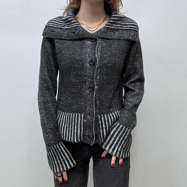 Distressed ribbed knit cardigan