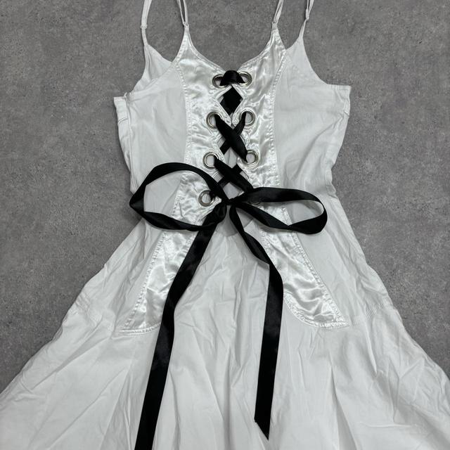 White flare corset grunge dress