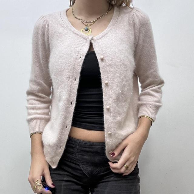 Pink angora wool cardigan