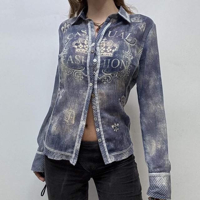 Distressed graphic print shirt
