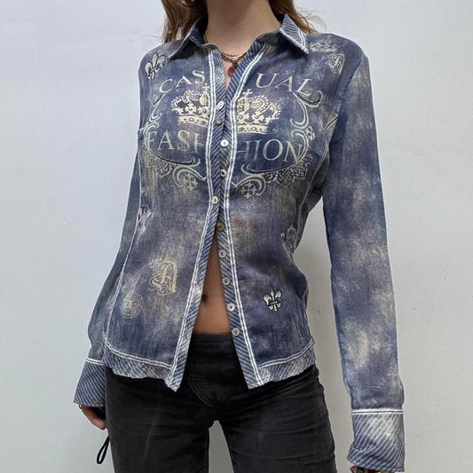 Distressed graphic print shirt