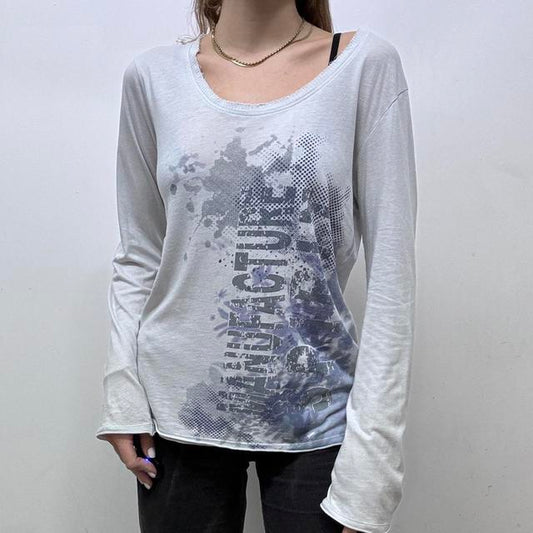 Distressed graphic grunge top