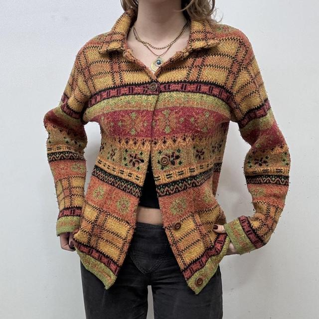 Hippy graphic knit autumn cardigan