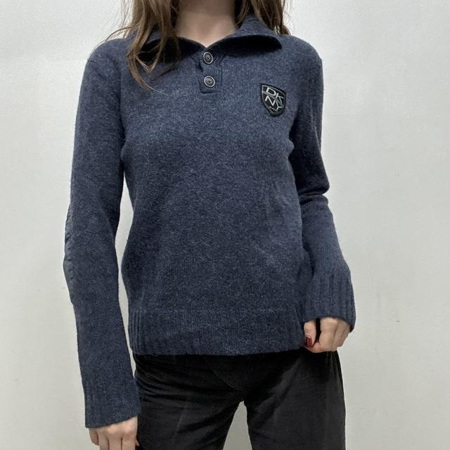 Blue wool preppy jumper