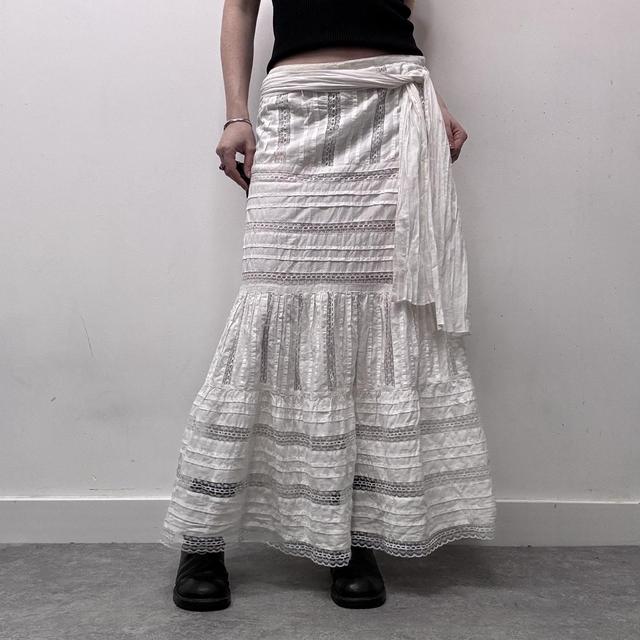 White lace coquette cottage maxi skirt